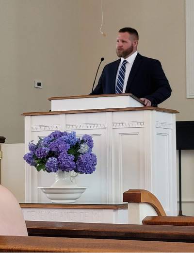 Pastor Matt preaching